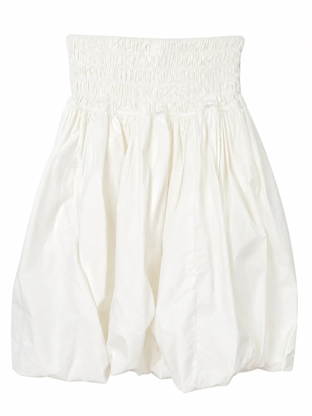 Astr the Label White Smocked Waist Mid Bubble Skirt.